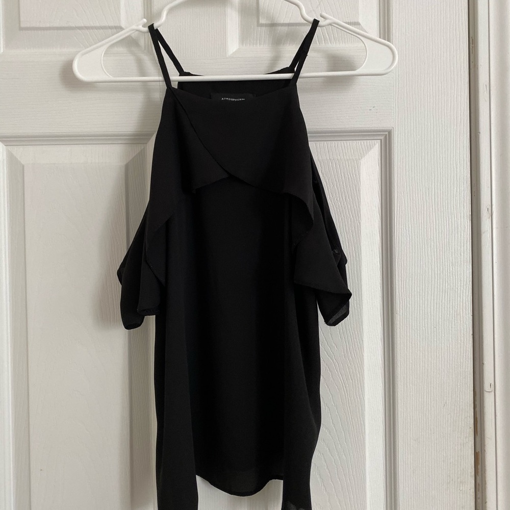 Black Flowy Cold Shoulder Tank Top